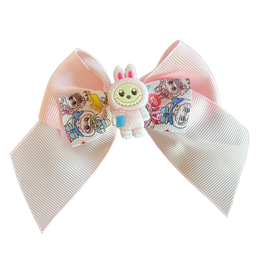 4/$15 Bundle Monster Girls Hair Bow Pale Pink Ribbon with cup